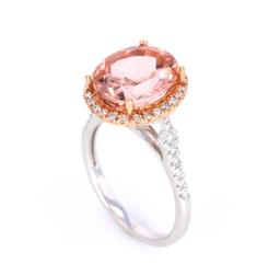 Morganite & Diamond 14K Rose and White Gold Ring