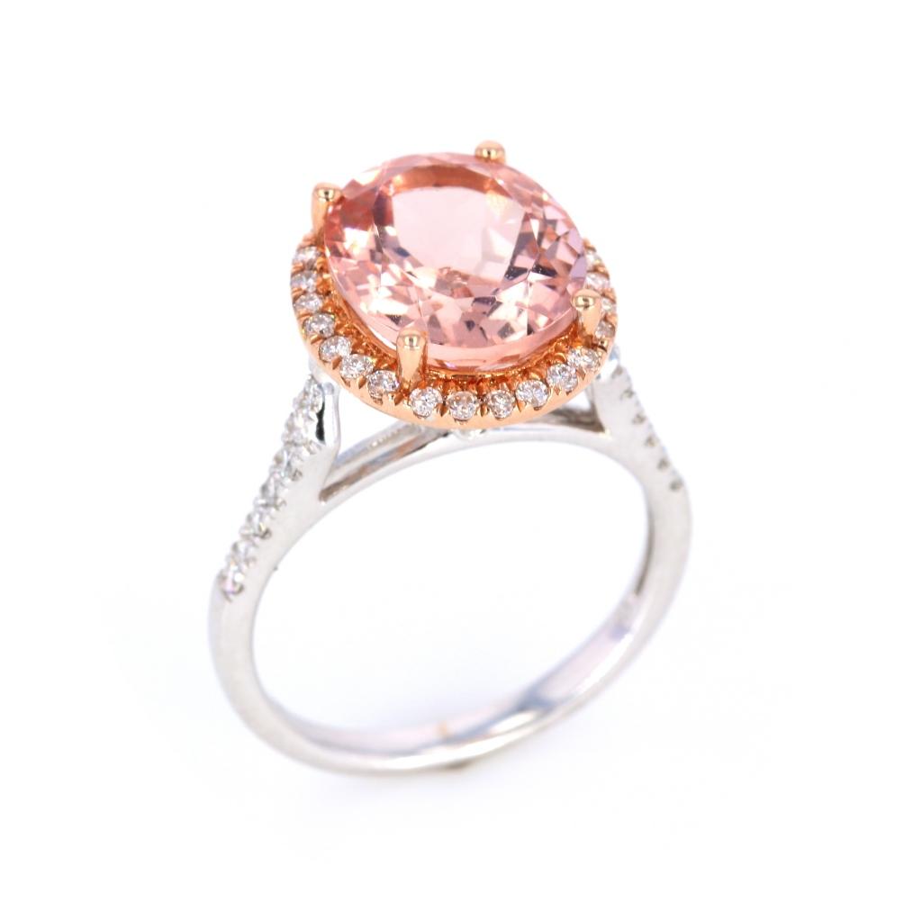 Morganite & Diamond 14K Rose and White Gold Ring