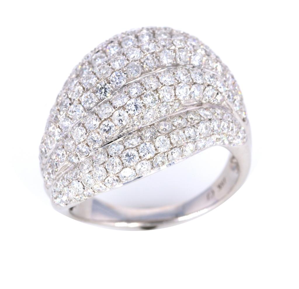 Modern 2.86ct Diamond Pave Set Wave 18K Ring