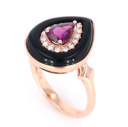 Vintage Helzberg Rhodolite & Diamond 10K Ring