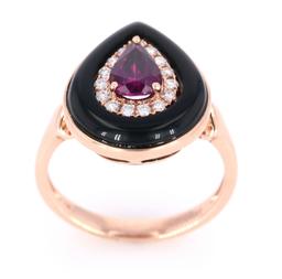 Vintage Helzberg Rhodolite & Diamond 10K Ring