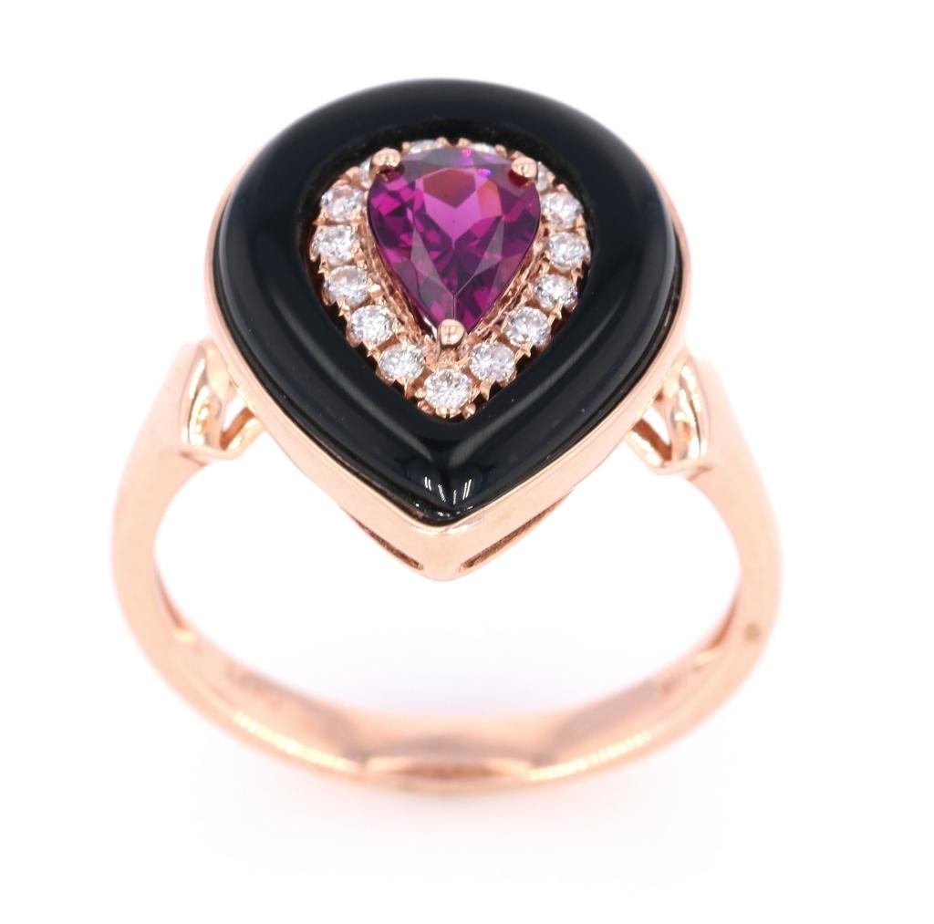 Vintage Helzberg Rhodolite & Diamond 10K Ring