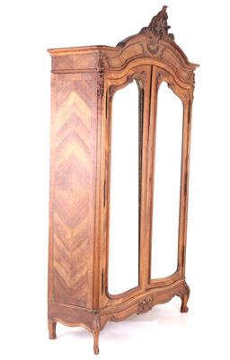 French Louis XV Carved Wood Armoire 19th Century