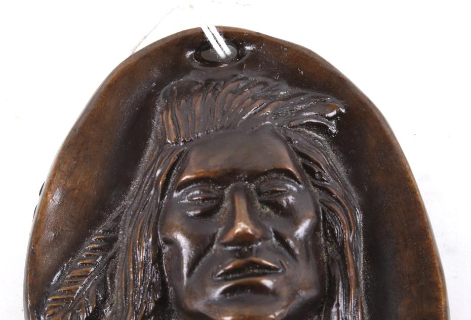 Charles M. Russell Bronze Indian Head Plaques