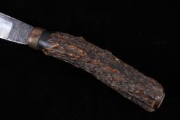 J Russell Co Green River Works Antler Handle Knife