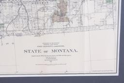 1911 Framed Montana Hydro & Fuel Power Plants Map