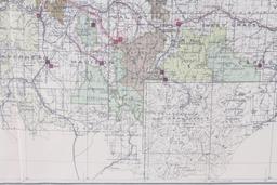 1911 Framed Montana Hydro & Fuel Power Plants Map