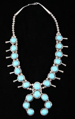 Navajo Sleeping Beauty Turquoise Squash Necklace