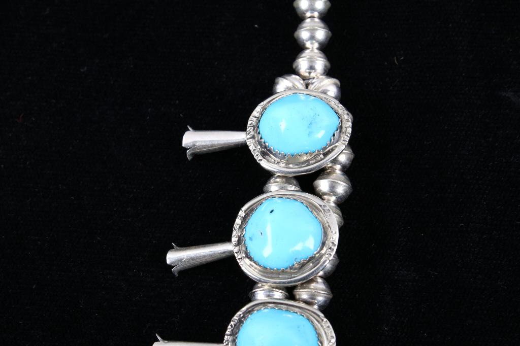 Navajo Sleeping Beauty Turquoise Squash Necklace