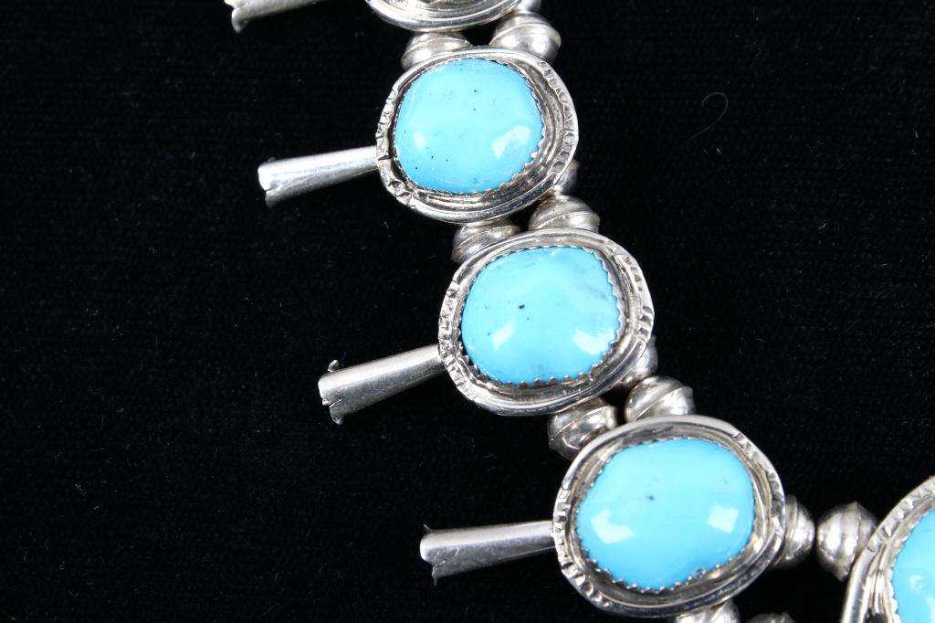 Navajo Sleeping Beauty Turquoise Squash Necklace