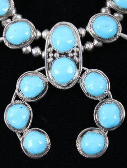 Navajo Sleeping Beauty Turquoise Squash Necklace