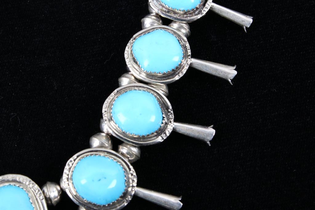 Navajo Sleeping Beauty Turquoise Squash Necklace