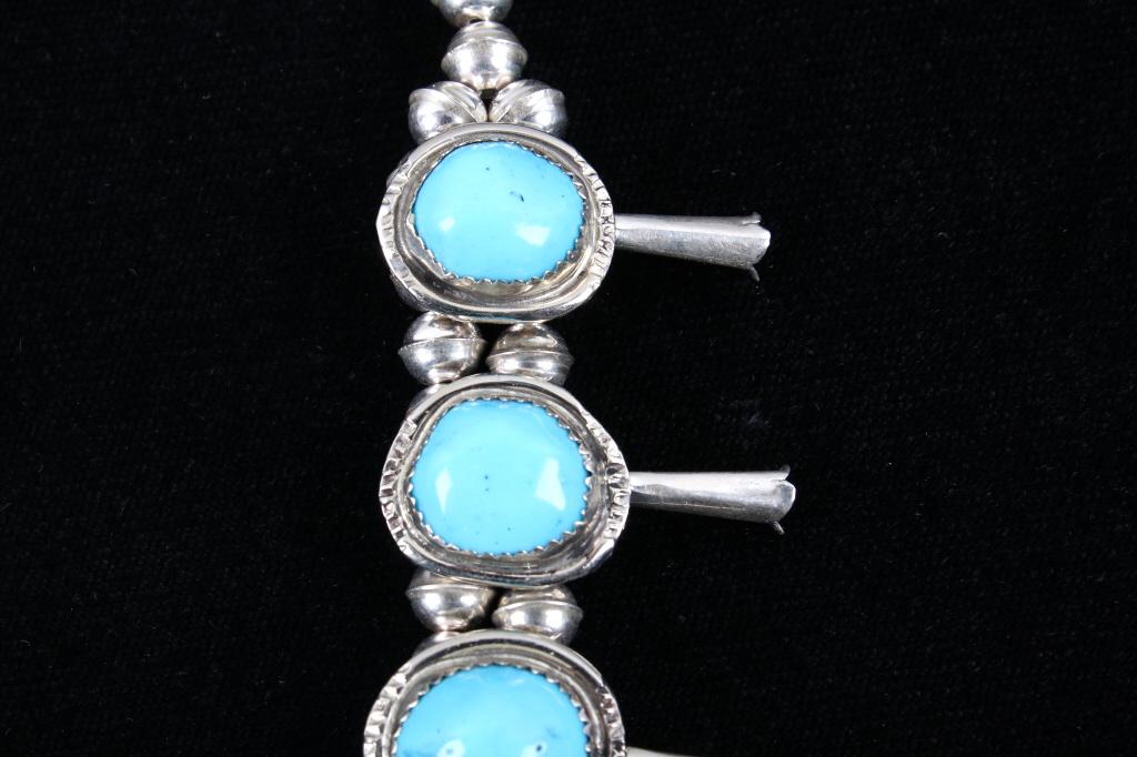 Navajo Sleeping Beauty Turquoise Squash Necklace