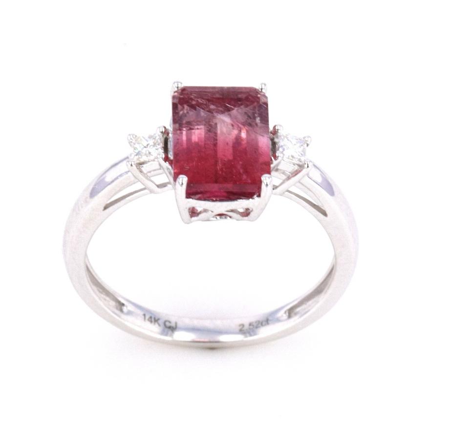 Bi-Color Watermelon Tourmaline & Diamond Ring