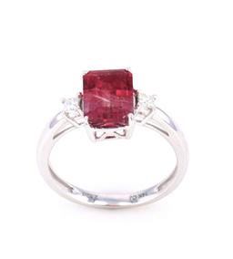 Bi-Color Watermelon Tourmaline & Diamond Ring