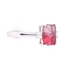 Bi-Color Watermelon Tourmaline & Diamond Ring