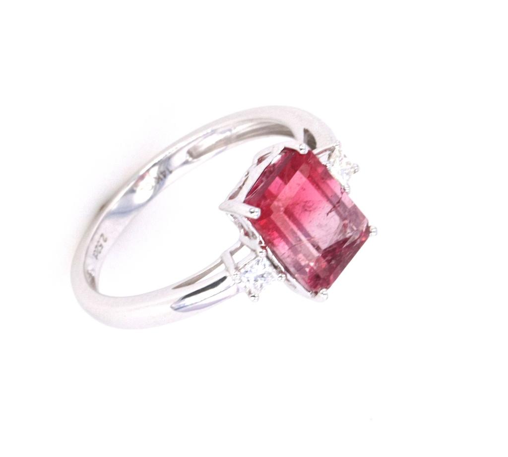 Bi-Color Watermelon Tourmaline & Diamond Ring