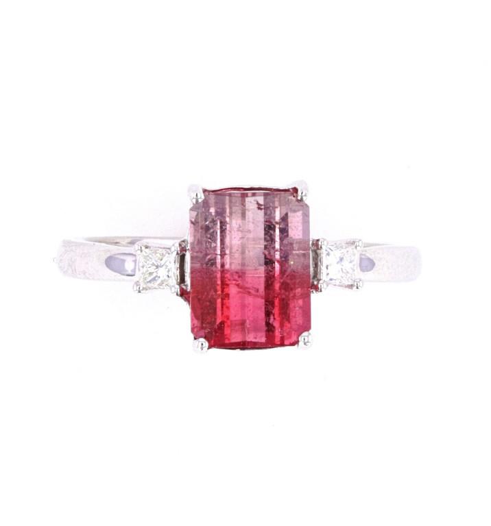 Bi-Color Watermelon Tourmaline & Diamond Ring