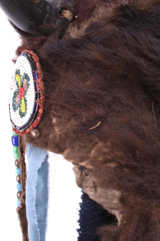 Blackfoot Buffalo Horn & Hide Beaded Headdress