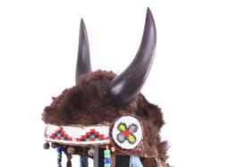 Blackfoot Buffalo Horn & Hide Beaded Headdress