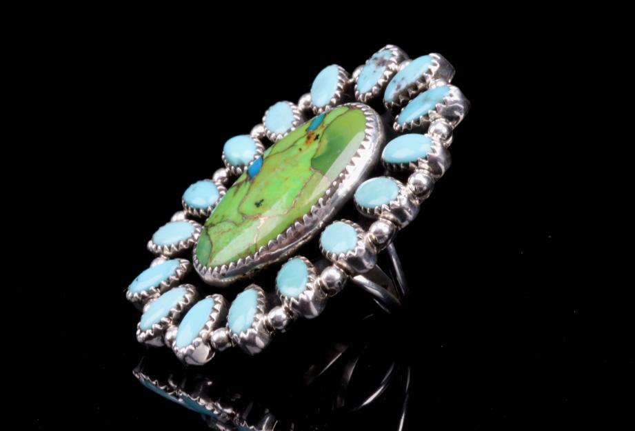 Navajo Sterling Silver Mojave Turquoise Ring