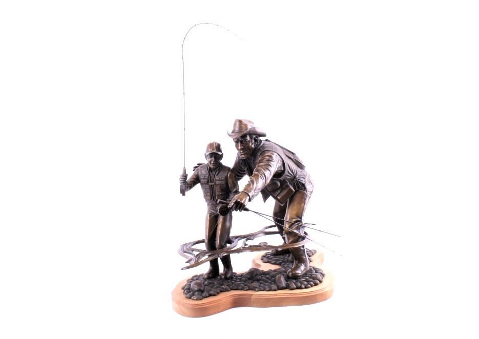 Jack Woods "Learning to Fly Fish" Large Bronze