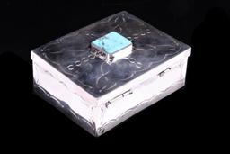 Navajo CJ Butler Fox Turquoise Sterling Silver Box