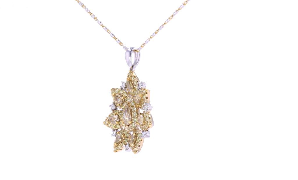 Fancy Multi-Color Diamond & 14K Gold Necklace