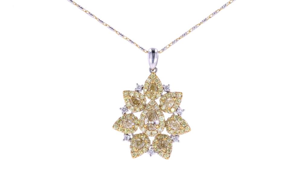 Fancy Multi-Color Diamond & 14K Gold Necklace