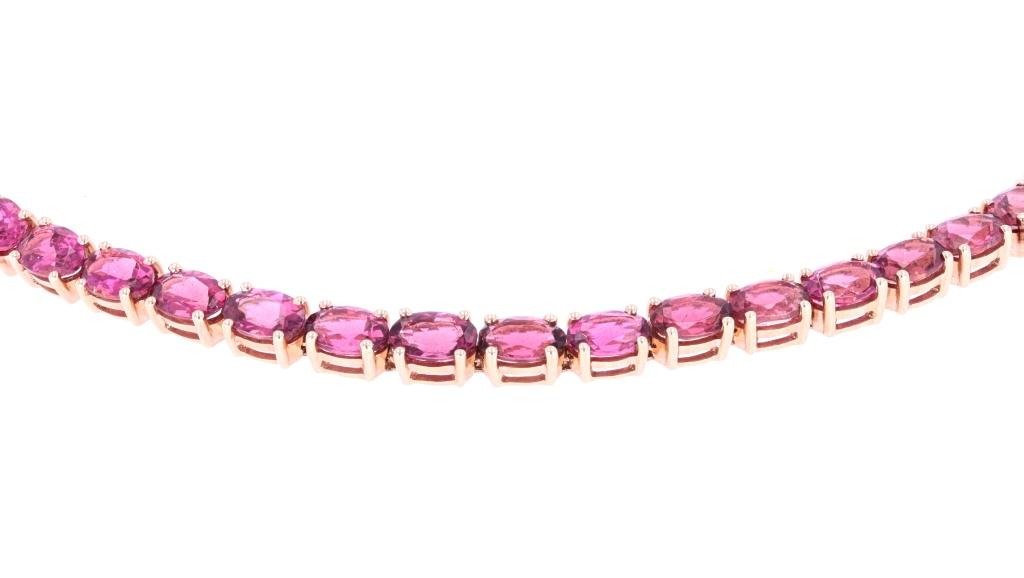 Pink Tourmaline & 14k Rose Gold Tennis Bracelet