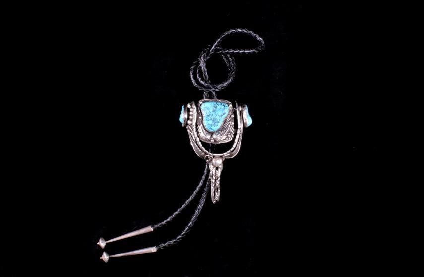 Navajo Spur Sterling & Turquoise Bolo Tie RARE