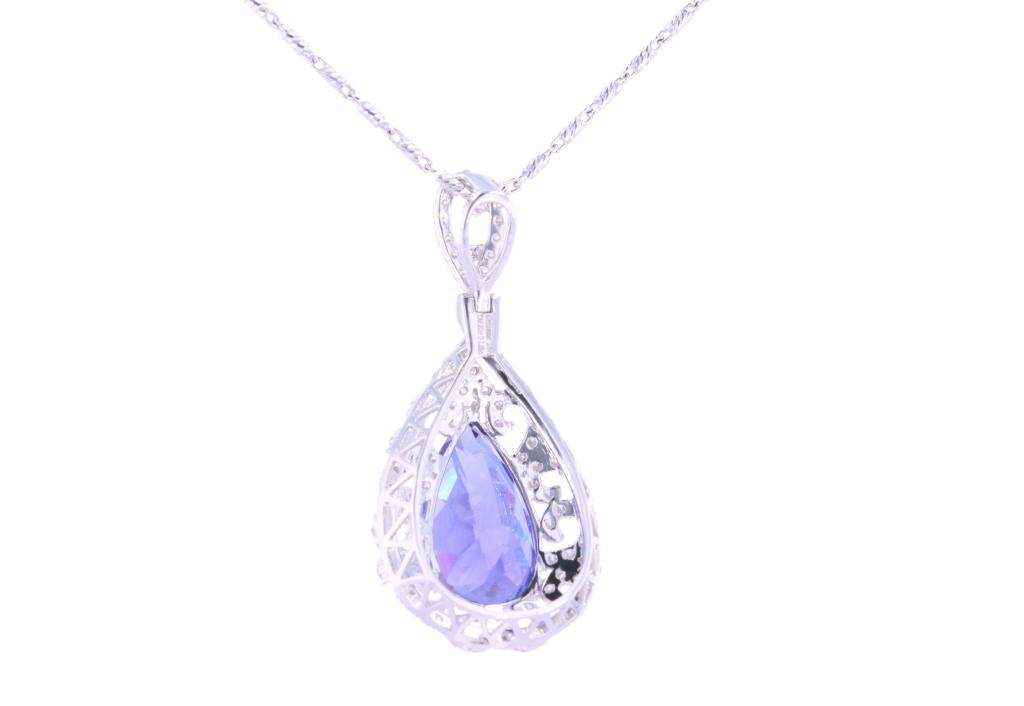 8.30ct Tanzanite Diamond 18kt White Gold Necklace