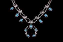 Navajo Sleeping Beauty Squash Blossom Necklace