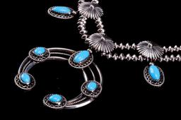 Navajo Sleeping Beauty Squash Blossom Necklace