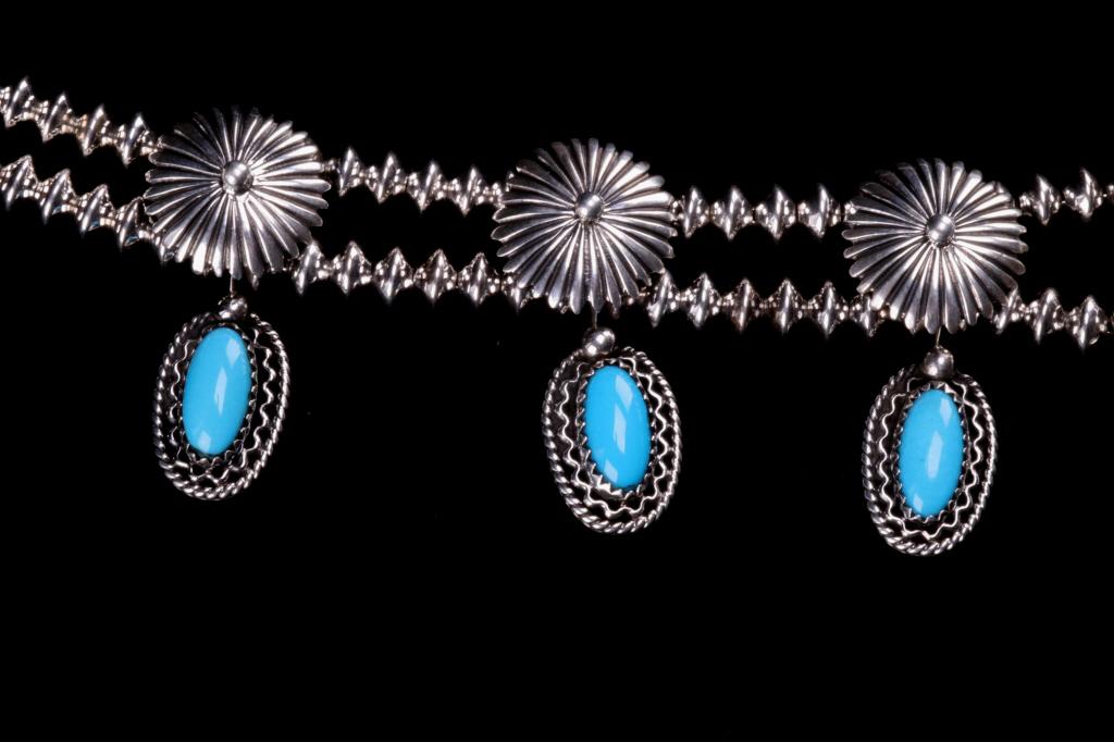Navajo Sleeping Beauty Squash Blossom Necklace