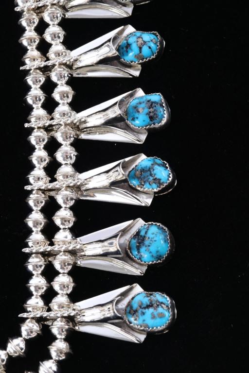 Navajo L. Yazzie Silver & Turquoise Squash Blossom