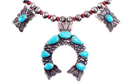 Navajo Kingman Turquoise Coral Squash  S.C. LARGE