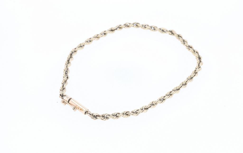 14k Rope & Herringbone Chain Bracelet Collection