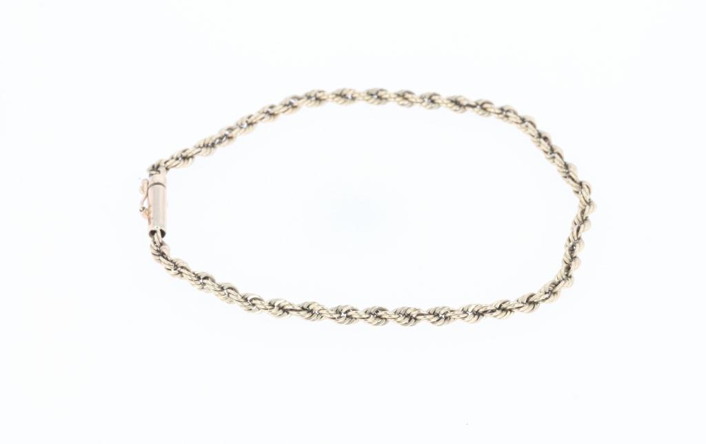 14k Rope & Herringbone Chain Bracelet Collection