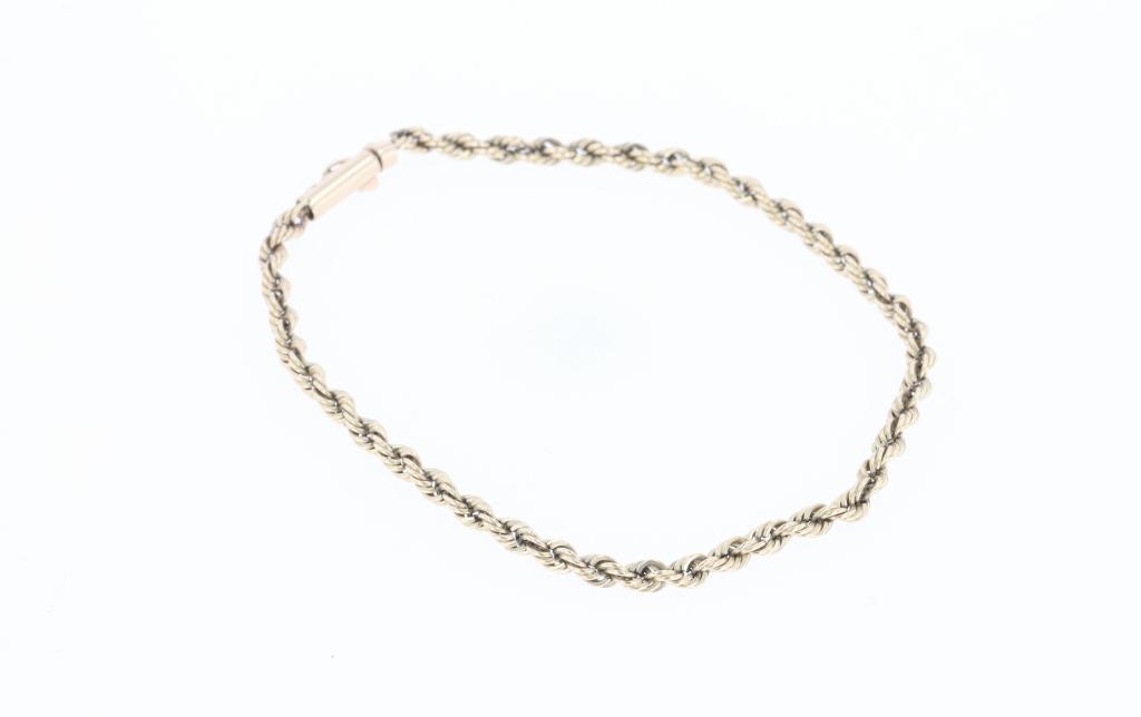 14k Rope & Herringbone Chain Bracelet Collection