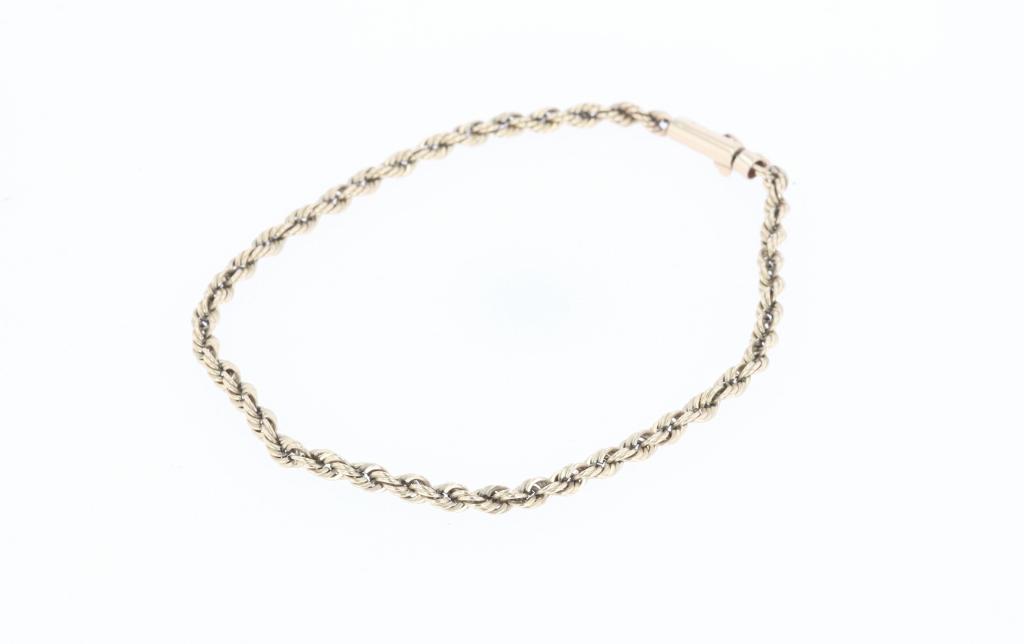 14k Rope & Herringbone Chain Bracelet Collection