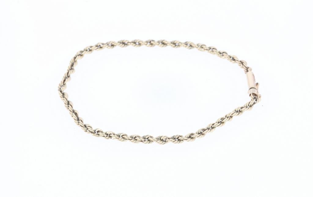 14k Rope & Herringbone Chain Bracelet Collection