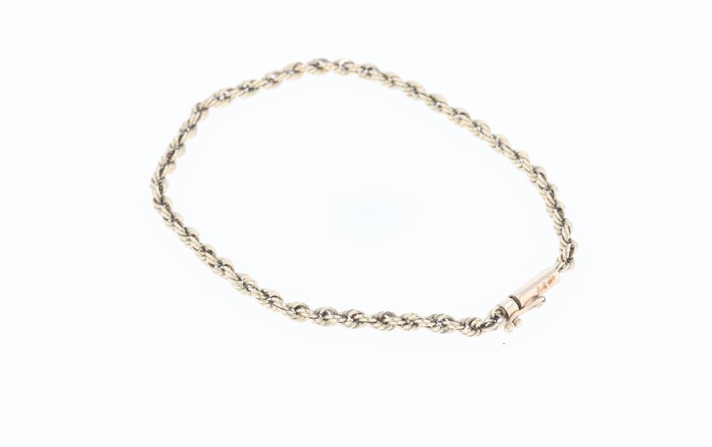 14k Rope & Herringbone Chain Bracelet Collection