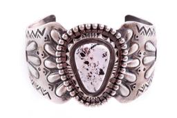 Navajo White Buffalo Sterling Repousse Cuff D.G.