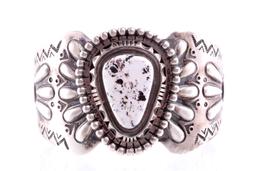 Navajo White Buffalo Sterling Repousse Cuff D.G.