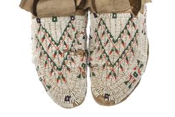 C. 1890 Sioux Beaded Hide Hard Sole Moccasins