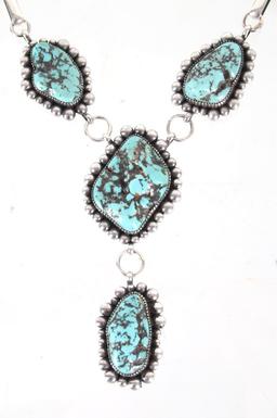 Navajo A. Joe Fox Turquoise Necklace & Earrings