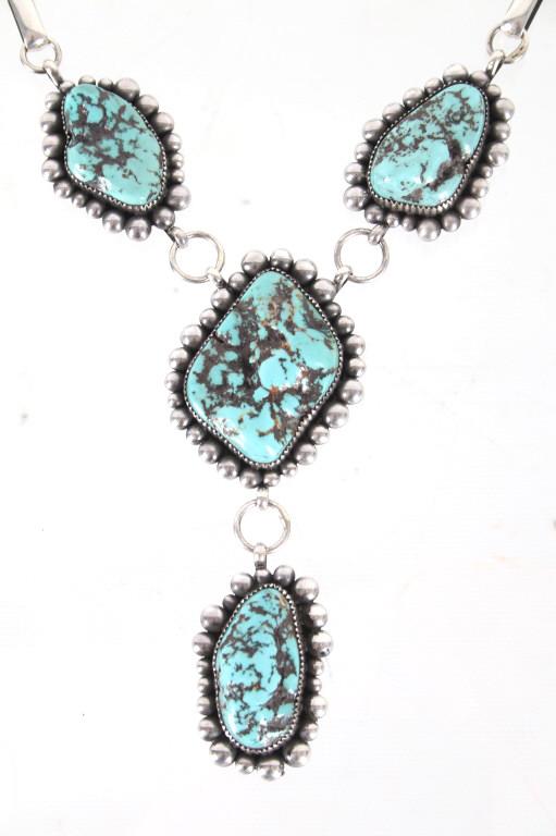 Navajo A. Joe Fox Turquoise Necklace & Earrings