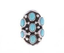Navajo R Sam Nevada Blue Turquoise & Sterling Ring