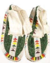 Mid-to-Late 20th C. Assiniboine Beaded Moccasins